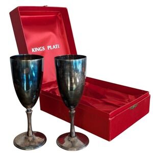 vintage Kings Plate silver-plated champagne flutes goblet chalice red gift box